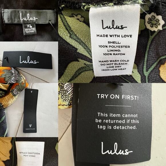 NWT Lulu's Perfectly Curated Black Floral Print Ruffled High-LowWrap Dress XL - Picture 14 of 14